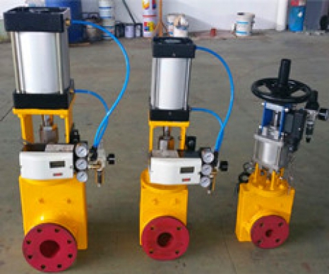 氣動氣缸式管夾閥（定位器/手輪型）